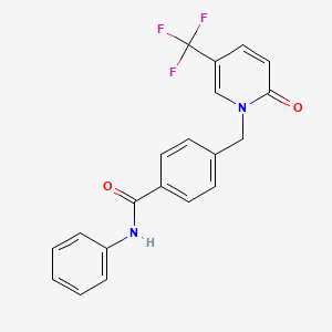molecular formula C20H15F3N2O2 B2967673 4-{[2-oxo-5-(trifluoromethyl)-1(2H)-pyridinyl]methyl}-N-phenylbenzenecarboxamide CAS No. 339025-48-8