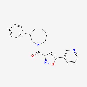 molecular formula C21H21N3O2 B2967677 (3-Phenylazepan-1-yl)(5-(pyridin-3-yl)isoxazol-3-yl)methanone CAS No. 2034485-65-7