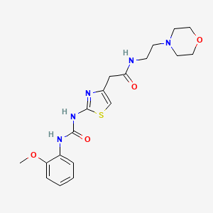 molecular formula C19H25N5O4S B2967682 2-(2-(3-(2-甲氧基苯基)脲基)噻唑-4-基)-N-(2-吗啉基乙基)乙酰胺 CAS No. 921469-95-6