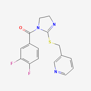 molecular formula C16H13F2N3OS B2967688 (3,4-二氟苯基)(2-((吡啶-3-基甲基)硫代)-4,5-二氢-1H-咪唑-1-基)甲苯酮 CAS No. 851807-66-4
