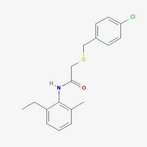 molecular formula C18H20ClNOS B296769 2-[(4-chlorobenzyl)sulfanyl]-N-(2-ethyl-6-methylphenyl)acetamide 