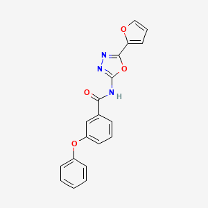molecular formula C19H13N3O4 B2967699 N-[5-(furan-2-yl)-1,3,4-oxadiazol-2-yl]-3-phenoxybenzamide CAS No. 862809-10-7
