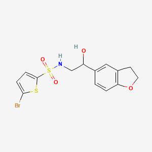 molecular formula C14H14BrNO4S2 B2967704 5-bromo-N-(2-(2,3-dihydrobenzofuran-5-yl)-2-hydroxyethyl)thiophene-2-sulfonamide CAS No. 1421451-58-2