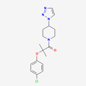 molecular formula C17H21ClN4O2 B2967706 1-(4-(1H-1,2,3-triazol-1-yl)piperidin-1-yl)-2-(4-chlorophenoxy)-2-methylpropan-1-one CAS No. 1795190-25-8