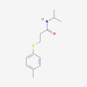 molecular formula C13H19NOS B296771 3-[(4-methylphenyl)sulfanyl]-N-(propan-2-yl)propanamide 