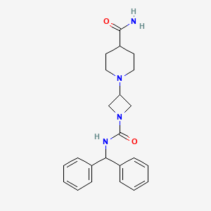 molecular formula C23H28N4O2 B2967711 1-(1-(Benzhydrylcarbamoyl)azetidin-3-yl)piperidine-4-carboxamide CAS No. 2034427-40-0