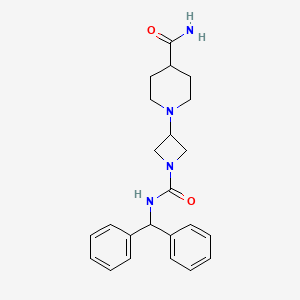 molecular formula C23H28N4O2 B2967711 1-(1-(苯甲酰基氨基甲酰基)氮杂环丁-3-基)哌啶-4-甲酰胺 CAS No. 2034427-40-0