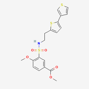 molecular formula C19H19NO5S3 B2967714 methyl 3-[(2-{[2,3'-bithiophene]-5-yl}ethyl)sulfamoyl]-4-methoxybenzoate CAS No. 2034594-32-4