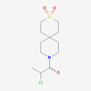 molecular formula C12H20ClNO3S B2967718 2-Chloro-1-(3,3-dioxo-3lambda6-thia-9-azaspiro[5.5]undecan-9-yl)propan-1-one CAS No. 2411315-14-3