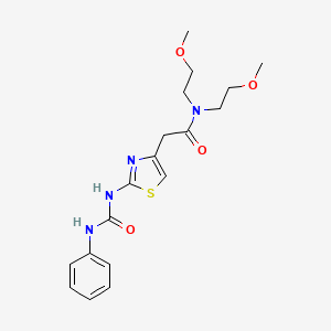 N,N-bis(2-methoxyethyl)-2-(2-(3-phenylureido)thiazol-4-yl)acetamide