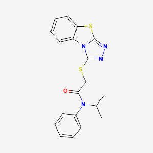 molecular formula C19H18N4OS2 B2967721 N-phenyl-N-(propan-2-yl)-2-{7-thia-2,4,5-triazatricyclo[6.4.0.0^{2,6}]dodeca-1(8),3,5,9,11-pentaen-3-ylsulfanyl}acetamide CAS No. 326015-00-3