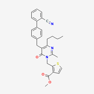 molecular formula C30H29N3O3S B2967736 Methyl 2-((4-butyl-5-((2'-cyano-[1,1'-biphenyl]-4-yl)methyl)-2-methyl-6-oxopyrimidin-1(6H)-yl)methyl)thiophene-3-carboxylate CAS No. 172292-52-3