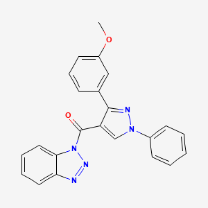 molecular formula C23H17N5O2 B2967738 Benzotriazol-1-yl-[3-(3-methoxyphenyl)-1-phenylpyrazol-4-yl]methanone CAS No. 957364-54-4