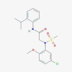 molecular formula C19H23ClN2O4S B296774 2-[5-chloro-2-methoxy(methylsulfonyl)anilino]-N-(2-isopropylphenyl)acetamide 
