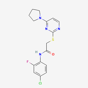 N-(4-chloro-2-fluorophenyl)-2-((4-(pyrrolidin-1-yl)pyrimidin-2-yl)thio)acetamide