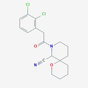 molecular formula C18H20Cl2N2O2 B2967747 8-[2-(2,3-Dichlorophenyl)acetyl]-1-oxa-8-azaspiro[5.5]undecane-7-carbonitrile CAS No. 1946890-75-0
