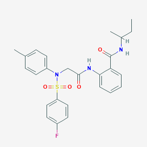 molecular formula C26H28FN3O4S B296775 N-(sec-butyl)-2-[({[(4-fluorophenyl)sulfonyl]-4-methylanilino}acetyl)amino]benzamide 
