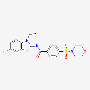 molecular formula C20H20ClN3O4S2 B2967753 (Z)-N-(6-氯-3-乙基苯并[d]噻唑-2(3H)-亚甲基)-4-(吗啉磺酰基)苯甲酰胺 CAS No. 850910-00-8