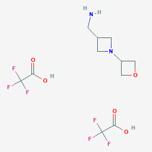 molecular formula C11H16F6N2O5 B2967759 [1-(Oxetan-3-yl)azetidin-3-yl]methanamine;2,2,2-trifluoroacetic acid CAS No. 2361645-32-9