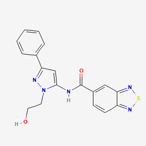 molecular formula C18H15N5O2S B2967760 N-(1-(2-hydroxyethyl)-3-phenyl-1H-pyrazol-5-yl)benzo[c][1,2,5]thiadiazole-5-carboxamide CAS No. 1226433-49-3