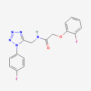 molecular formula C16H13F2N5O2 B2967773 2-(2-fluorophenoxy)-N-((1-(4-fluorophenyl)-1H-tetrazol-5-yl)methyl)acetamide CAS No. 897623-60-8