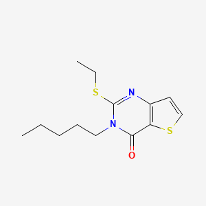 molecular formula C13H18N2OS2 B2967779 2-(ethylsulfanyl)-3-pentylthieno[3,2-d]pyrimidin-4(3H)-one CAS No. 1326932-45-9