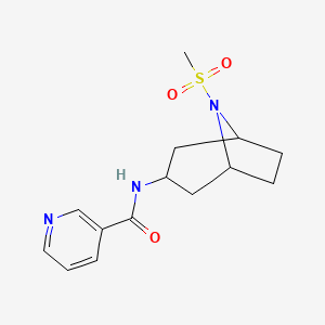 molecular formula C14H19N3O3S B2967781 N-(8-(methylsulfonyl)-8-azabicyclo[3.2.1]octan-3-yl)nicotinamide CAS No. 2034426-60-1