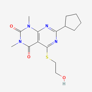 7-Cyclopentyl-5-(2-hydroxyethylsulfanyl)-1,3-dimethylpyrimido[4,5-d]pyrimidine-2,4-dione
