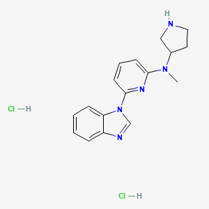 molecular formula C17H21Cl2N5 B2967797 6-(苯并咪唑-1-基)-N-甲基-N-吡咯烷-3-基吡啶-2-胺；二盐酸盐 CAS No. 2309448-07-3