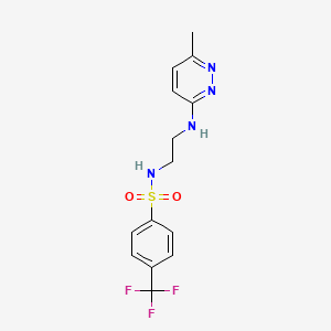 molecular formula C14H15F3N4O2S B2967812 N-(2-((6-methylpyridazin-3-yl)amino)ethyl)-4-(trifluoromethyl)benzenesulfonamide CAS No. 1170640-59-1