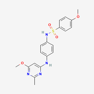molecular formula C19H20N4O4S B2967815 4-甲氧基-N-(4-((6-甲氧基-2-甲基嘧啶-4-基)氨基)苯基)苯磺酰胺 CAS No. 946201-59-8