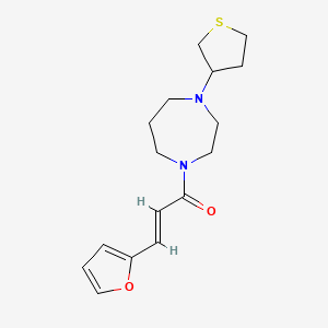 molecular formula C16H22N2O2S B2967821 (E)-3-(furan-2-yl)-1-(4-(tetrahydrothiophen-3-yl)-1,4-diazepan-1-yl)prop-2-en-1-one CAS No. 2321338-43-4