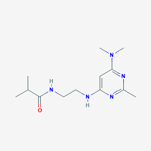 molecular formula C13H23N5O B2967823 N-(2-((6-(dimethylamino)-2-methylpyrimidin-4-yl)amino)ethyl)isobutyramide CAS No. 1206999-10-1