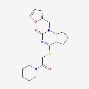 molecular formula C19H23N3O3S B2967830 1-(furan-2-ylmethyl)-4-(2-oxo-2-piperidin-1-ylethyl)sulfanyl-6,7-dihydro-5H-cyclopenta[d]pyrimidin-2-one CAS No. 946374-44-3