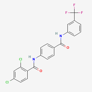 molecular formula C21H13Cl2F3N2O2 B2967841 2,4-Dichloro-N-(4-{[3-(trifluoromethyl)phenyl]carbamoyl}phenyl)benzamide CAS No. 312616-66-3