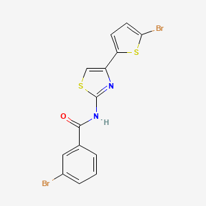 molecular formula C14H8Br2N2OS2 B2967848 3-溴-N-[4-(5-溴噻吩-2-基)-1,3-噻唑-2-基]苯甲酰胺 CAS No. 391229-63-3