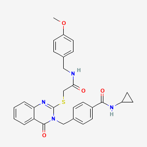 molecular formula C29H28N4O4S B2967853 N-cyclopropyl-4-({2-[({[(4-methoxyphenyl)methyl]carbamoyl}methyl)sulfanyl]-4-oxo-3,4-dihydroquinazolin-3-yl}methyl)benzamide CAS No. 1115433-69-6