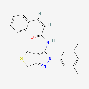 molecular formula C22H21N3OS B2967854 (Z)-N-(2-(3,5-dimethylphenyl)-4,6-dihydro-2H-thieno[3,4-c]pyrazol-3-yl)-3-phenylacrylamide CAS No. 396724-40-6