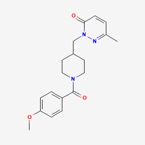 molecular formula C19H23N3O3 B2967871 2-((1-(4-甲氧基苯甲酰)哌啶-4-基)甲基)-6-甲基吡哒嗪-3(2H)-酮 CAS No. 2310096-45-6