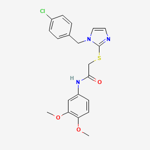molecular formula C20H20ClN3O3S B2967874 2-[1-[(4-chlorophenyl)methyl]imidazol-2-yl]sulfanyl-N-(3,4-dimethoxyphenyl)acetamide CAS No. 893378-32-0