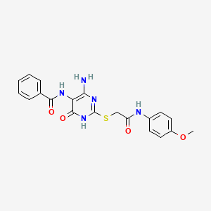 molecular formula C20H19N5O4S B2967878 N-(4-amino-2-((2-((4-methoxyphenyl)amino)-2-oxoethyl)thio)-6-oxo-1,6-dihydropyrimidin-5-yl)benzamide CAS No. 888431-69-4