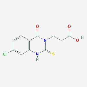 molecular formula C11H9ClN2O3S B2967886 3-(7-Chloro-4-oxo-2-sulfanyl-3,4-dihydroquinazolin-3-yl)propanoic acid CAS No. 852940-56-8