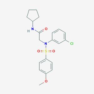 molecular formula C20H23ClN2O4S B296789 2-{3-chloro[(4-methoxyphenyl)sulfonyl]anilino}-N-cyclopentylacetamide 