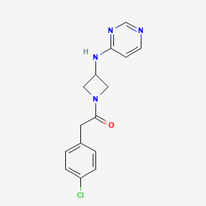molecular formula C15H15ClN4O B2967901 2-(4-Chlorophenyl)-1-{3-[(pyrimidin-4-yl)amino]azetidin-1-yl}ethan-1-one CAS No. 2097918-74-4