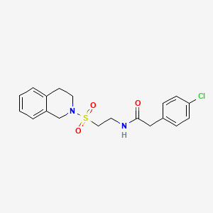 molecular formula C19H21ClN2O3S B2967904 2-(4-氯苯基)-N-(2-((3,4-二氢异喹啉-2(1H)-基)磺酰基)乙基)乙酰胺 CAS No. 922087-66-9