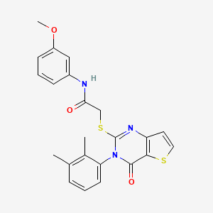 molecular formula C23H21N3O3S2 B2967912 2-{[3-(2,3-dimethylphenyl)-4-oxo-3,4-dihydrothieno[3,2-d]pyrimidin-2-yl]sulfanyl}-N-(3-methoxyphenyl)acetamide CAS No. 1291845-18-5