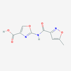 molecular formula C9H7N3O5 B2967913 2-(5-甲基异恶唑-3-甲酰胺基)恶唑-4-甲酸 CAS No. 1987310-26-8