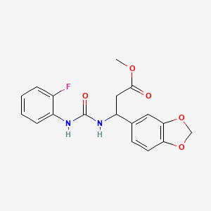 molecular formula C18H17FN2O5 B2967923 Methyl 3-(1,3-benzodioxol-5-yl)-3-{[(2-fluoroanilino)carbonyl]amino}propanoate CAS No. 866144-47-0