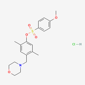 molecular formula C20H26ClNO5S B2967924 2,5-二甲基-4-(吗啉甲基)苯基 4-甲氧基苯磺酸盐盐酸盐 CAS No. 1049729-59-0