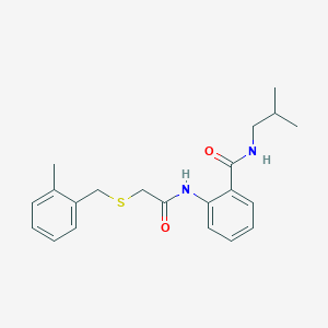 molecular formula C21H26N2O2S B296793 N-isobutyl-2-({[(2-methylbenzyl)sulfanyl]acetyl}amino)benzamide 